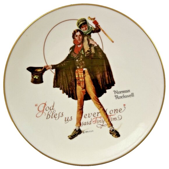 Norman Rockwell God Bless Everyone Tiny Tim 1974 Collector Plate - Picture 1 of 3